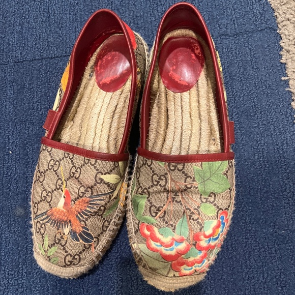 Gucci flora humingbird print canvas espadrilles 39.5 - Picture 3 of 4
